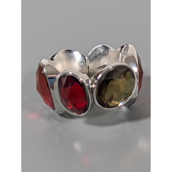 Vera Wang Jewelry - Vera Wang Cocktail Ring Red‎ Pink Green Cabochon Wide Stretch Size 11